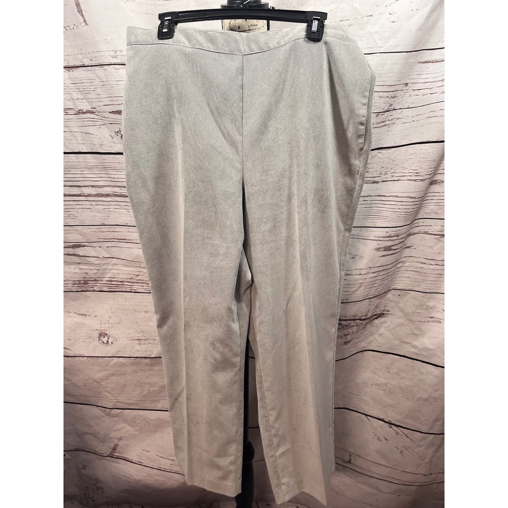 Alfred Dunner Womens 16 Gray Corduroy Pull On Straight Leg High Rise Pants